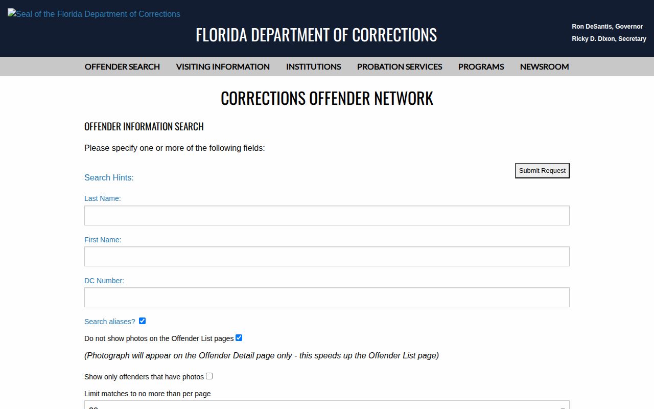Florida offender search for Pinellas County released inmates